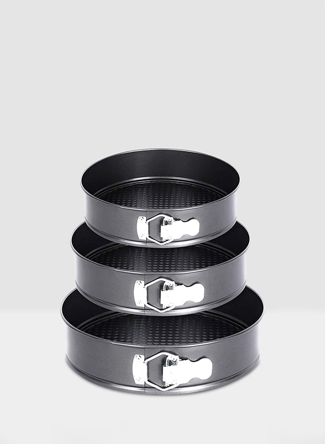 3-Piece Non-Stick Round Cake Mould Set Dark Grey 3.28x7cm - Image 3